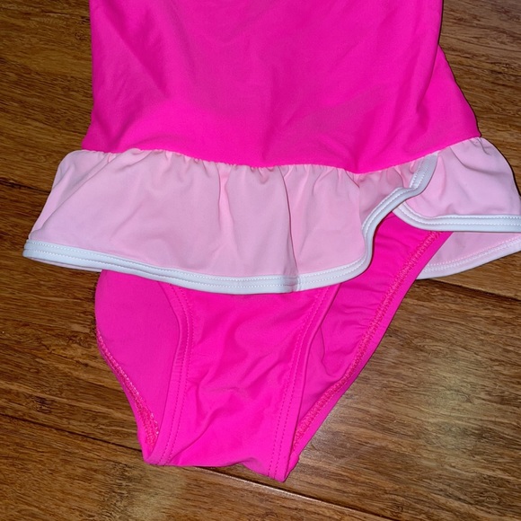 NWOT Floatimini girls Skirted one piece bathing suit with flower Applique 6x. - Picture 4 of 6